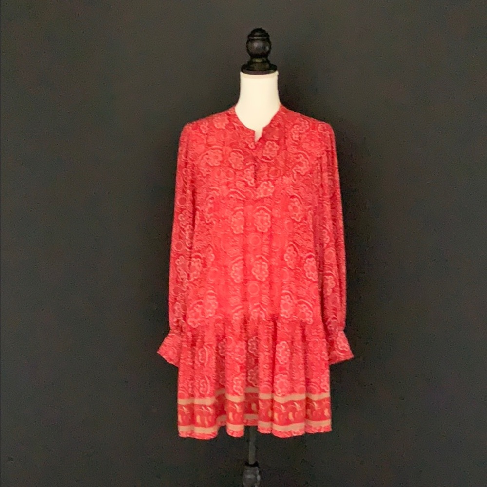 AQUA red and white above knee dress - MED